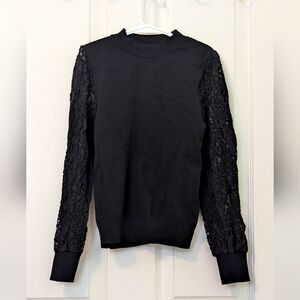 Kids Lipsy LONDON Elegant Black Lace Sleeve Top